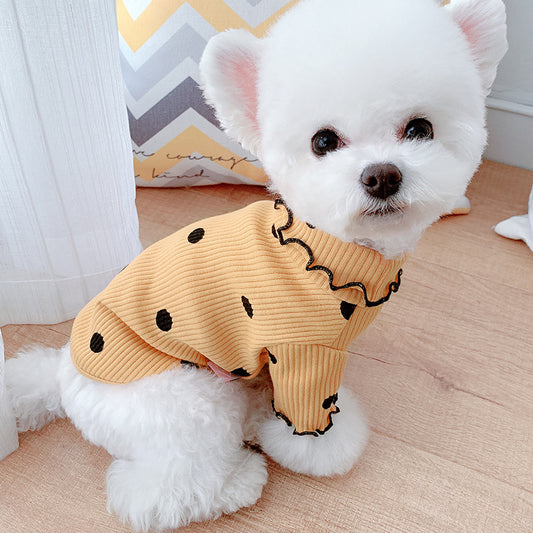 Dot turtleneck dog bottoming shirt - My Store
